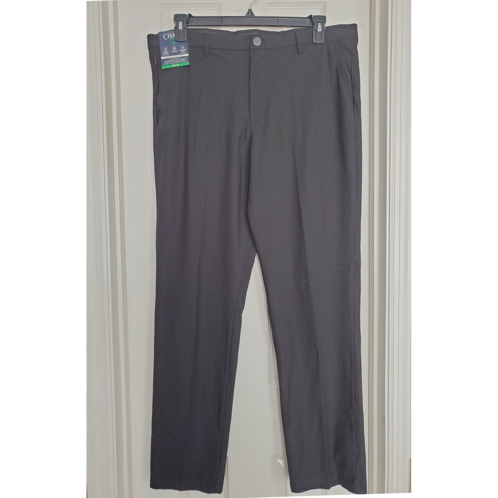 Chaps Chino Golf Pants Black Slim Fit Performance Moisture Wicking Stretch 36x32